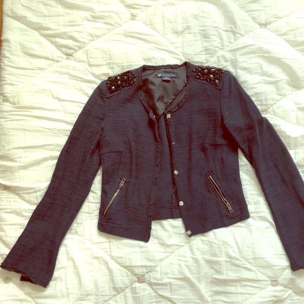 American Eagle Outfitter blue and stone jacket